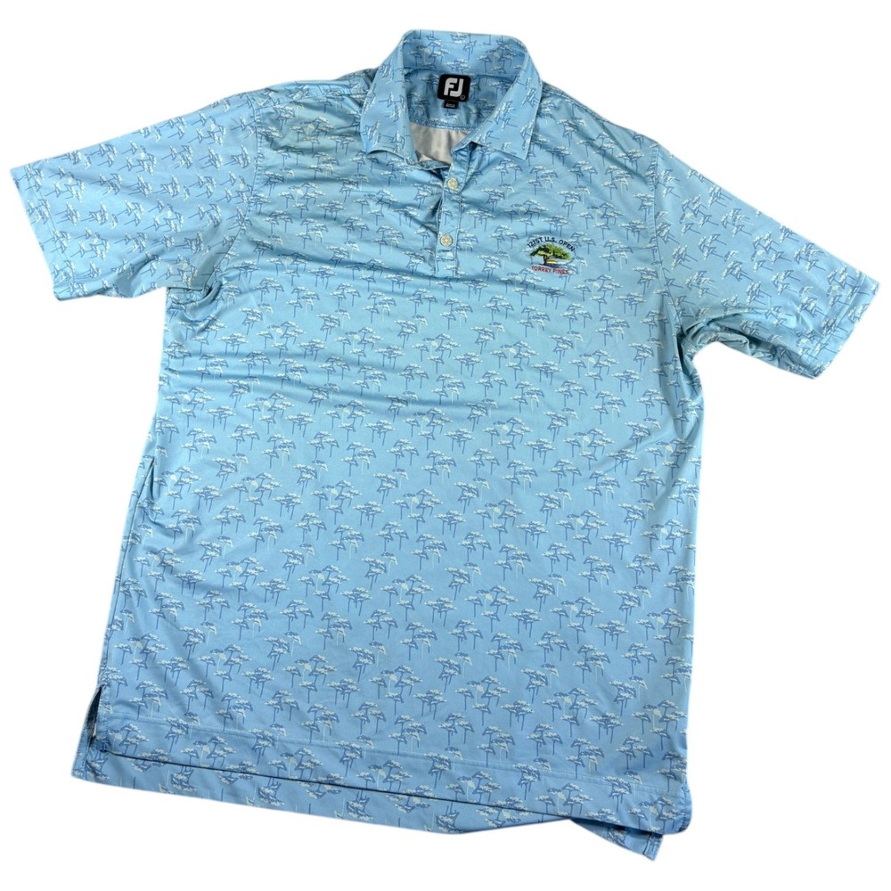 FootJoy Polo Shirt Mens L Blue 121st US Open Torrey Pines Golf Lightweight